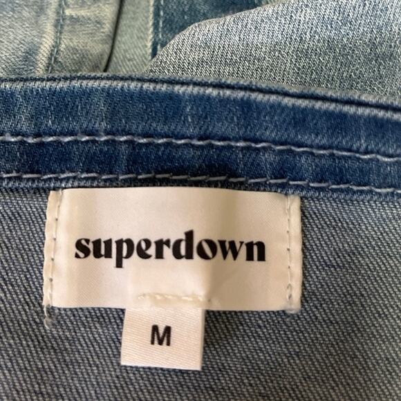 REVOLVE x Superdown Women's Blue Denim Button Sleeveless Cami Tank Crop Top M - Picture 3 of 4